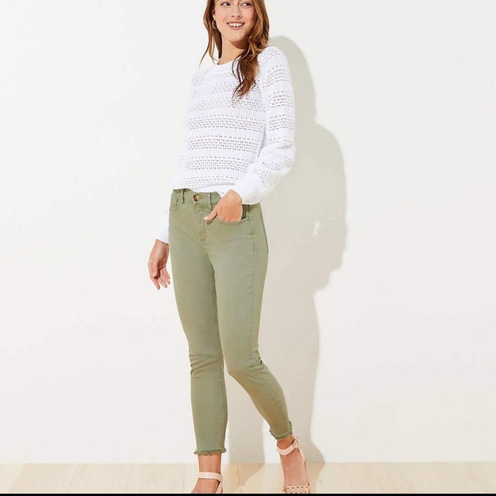 LOFT Green The straight crop jeans